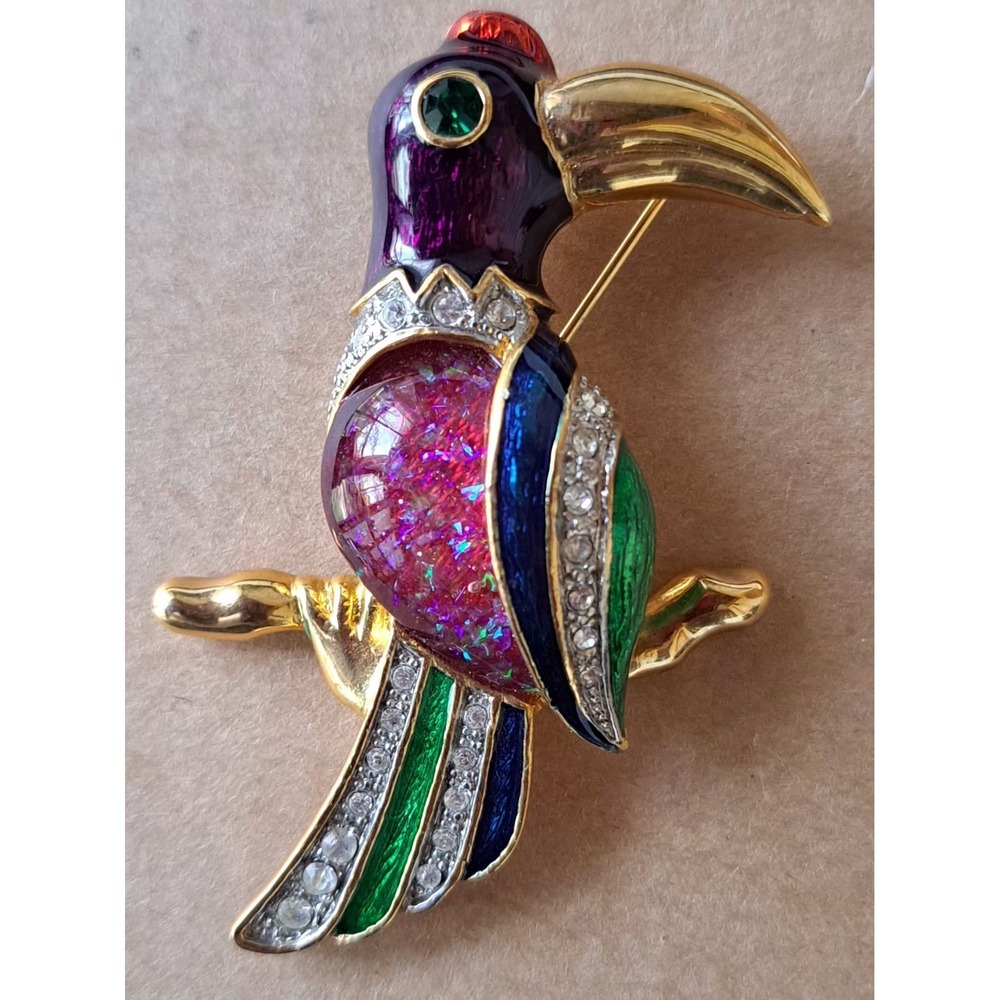 Jelly Belly Toucan Tropical Bird Brooch Pin 2"1/2"